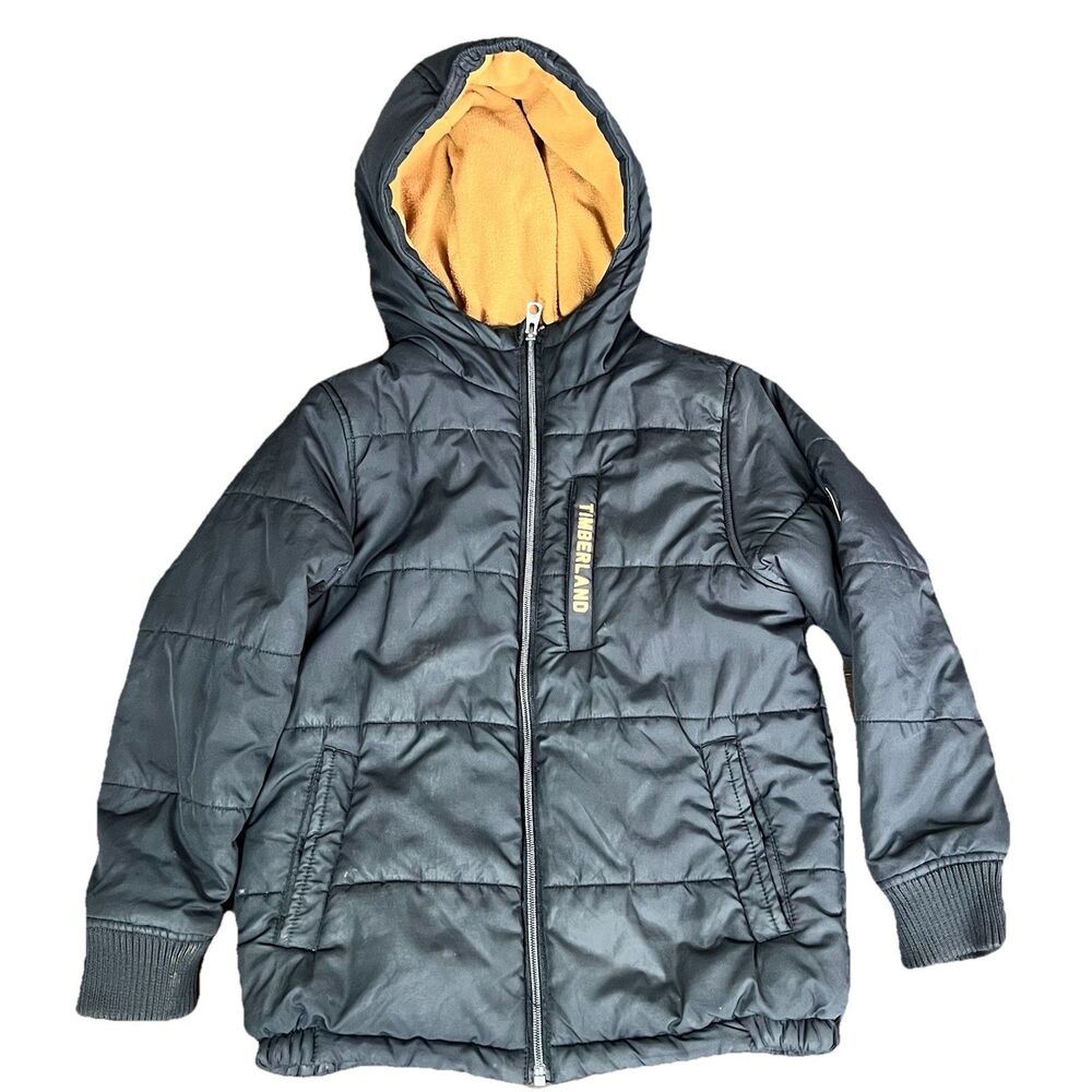 Timberland‎ Coat - Youth S (8) Fleece-Lined Hooded Puffer Black